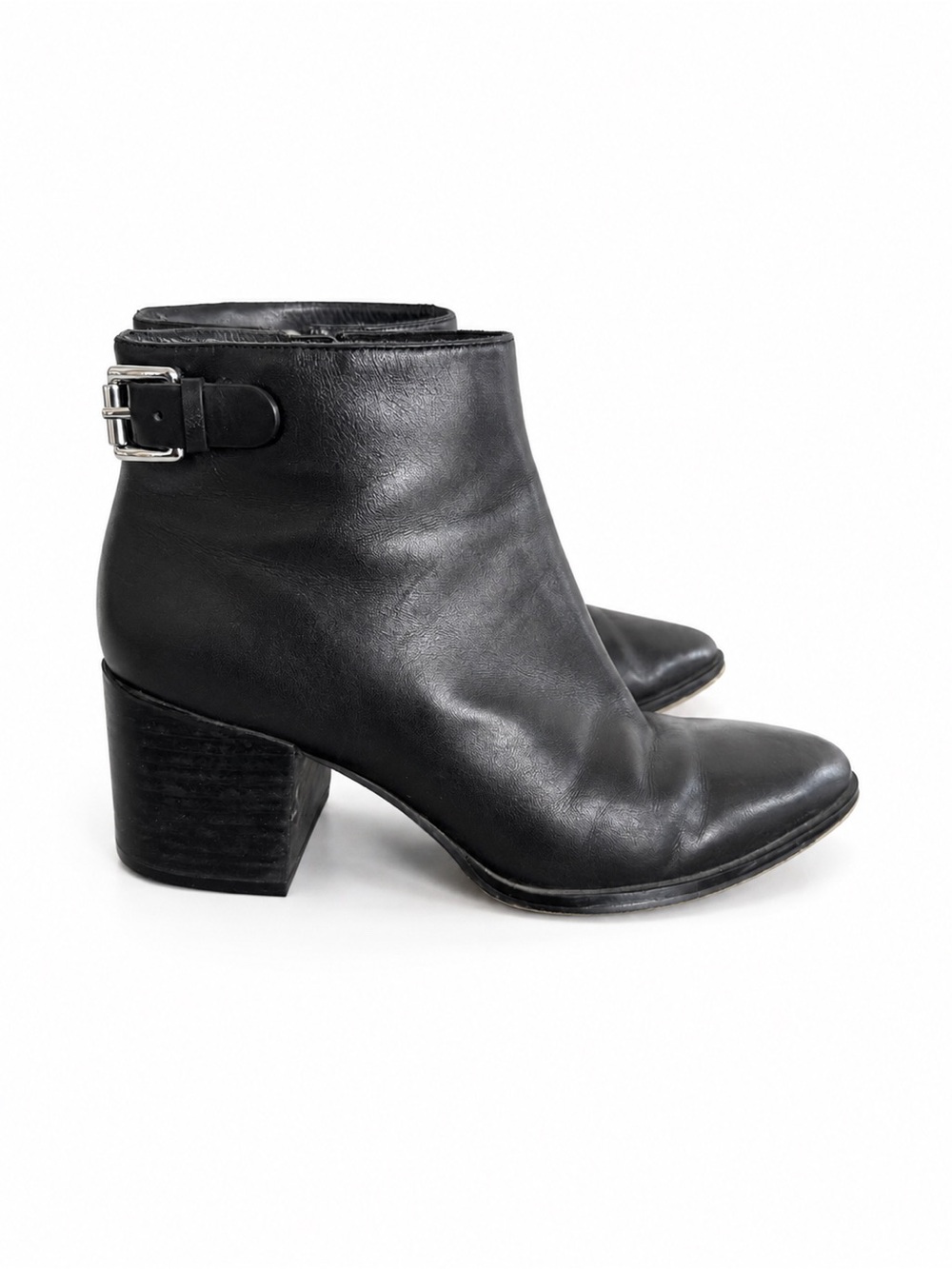 MICHAEL Michael Kors Black Leather Block Heel Ankle Boots Size 6M